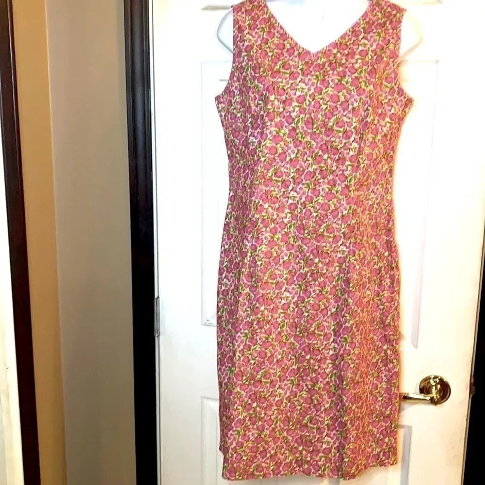 SAG HARBOR Size 8 Pink Green Floral Sleeveless - Picture 1 of 9